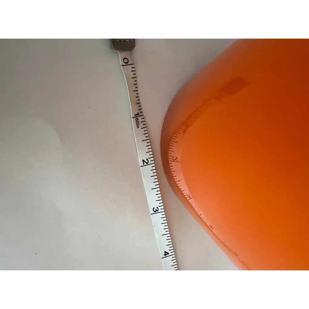 Vintage MCM Hand Blown Orange Cased Glass Large Vase - Italian Empoli Style JL